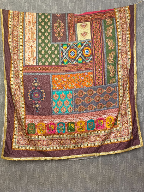 Multicolor Patchwork Printed ART SILK Dupatta DB3014
