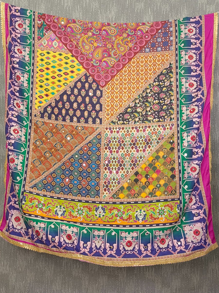 Multicolor Patchwork Paisley Print Designer Dupatta DB3019