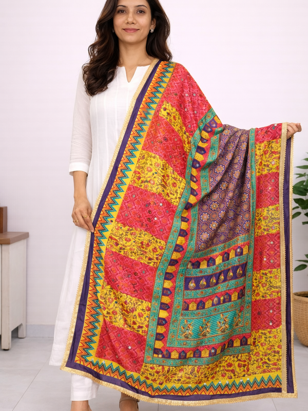 Royal Multicolor Traditional Printed Dupatta DB3012