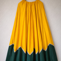 Cotton Silk YELLOW-GREEN Stitched Lehenga  for Navratri DBL5047