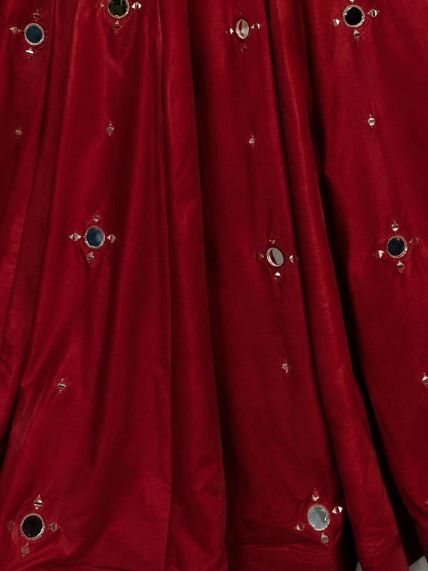 Cotton Silk RED Stitched Lehenga  for Navratri DBL5048