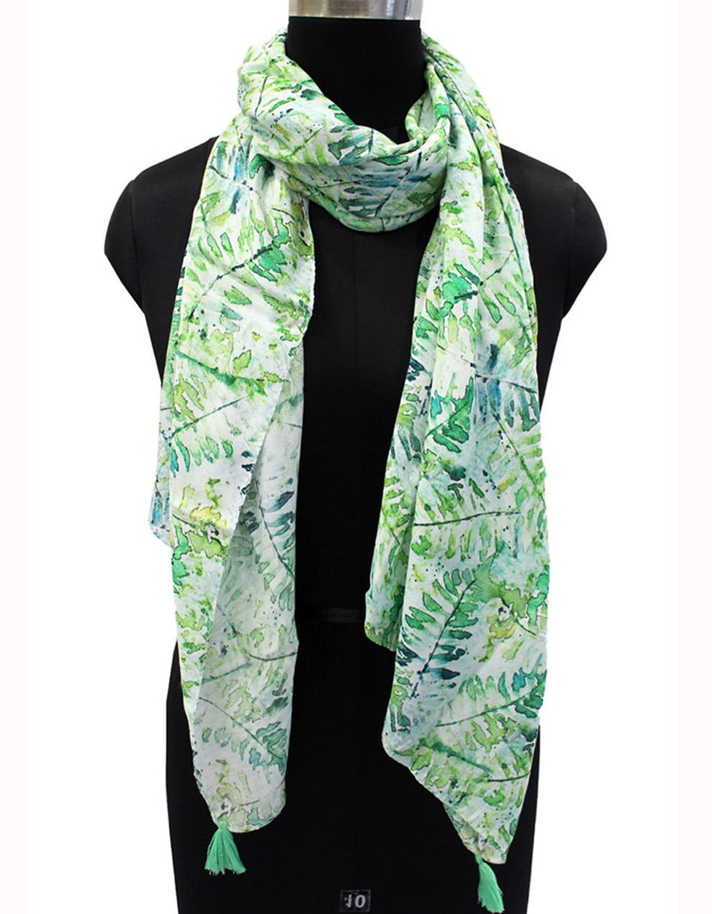 Splendid Green Printed Muslin Designer Scarves/Stoles for Women SC63