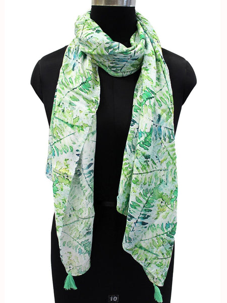 Splendid Green Printed Muslin Designer Scarves/Stoles for Women SC63